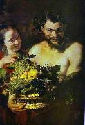 Jacob Jordaens, Satyr and Girl with a Basket of Fruit